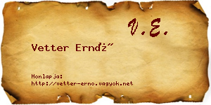 Vetter Ernő névjegykártya